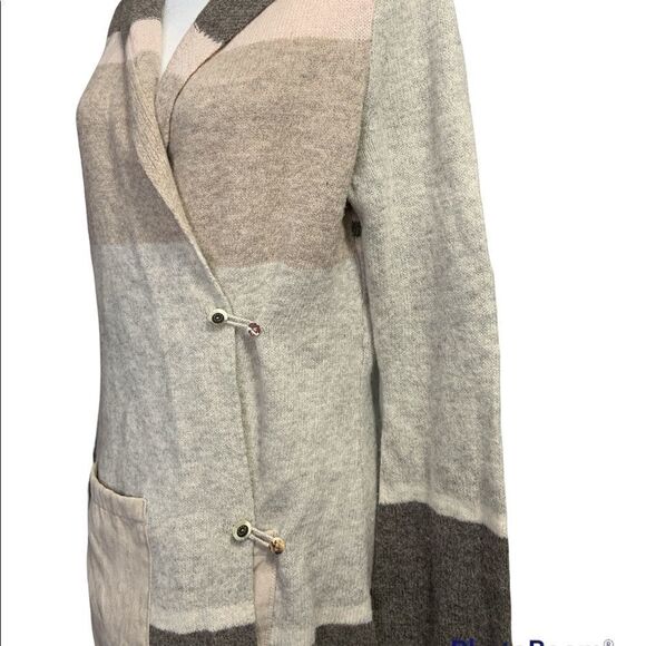 ANTHROPOLOGIE Angel Of The North Pure Lambswool Long Cardigan / Sweater Stripe - Picture 7 of 10